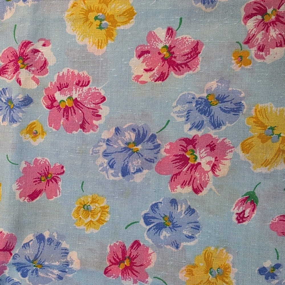 Wamsutta OTC Fabric Floral Blue Pink Yellow Loose Weave 44w x 0.75yd